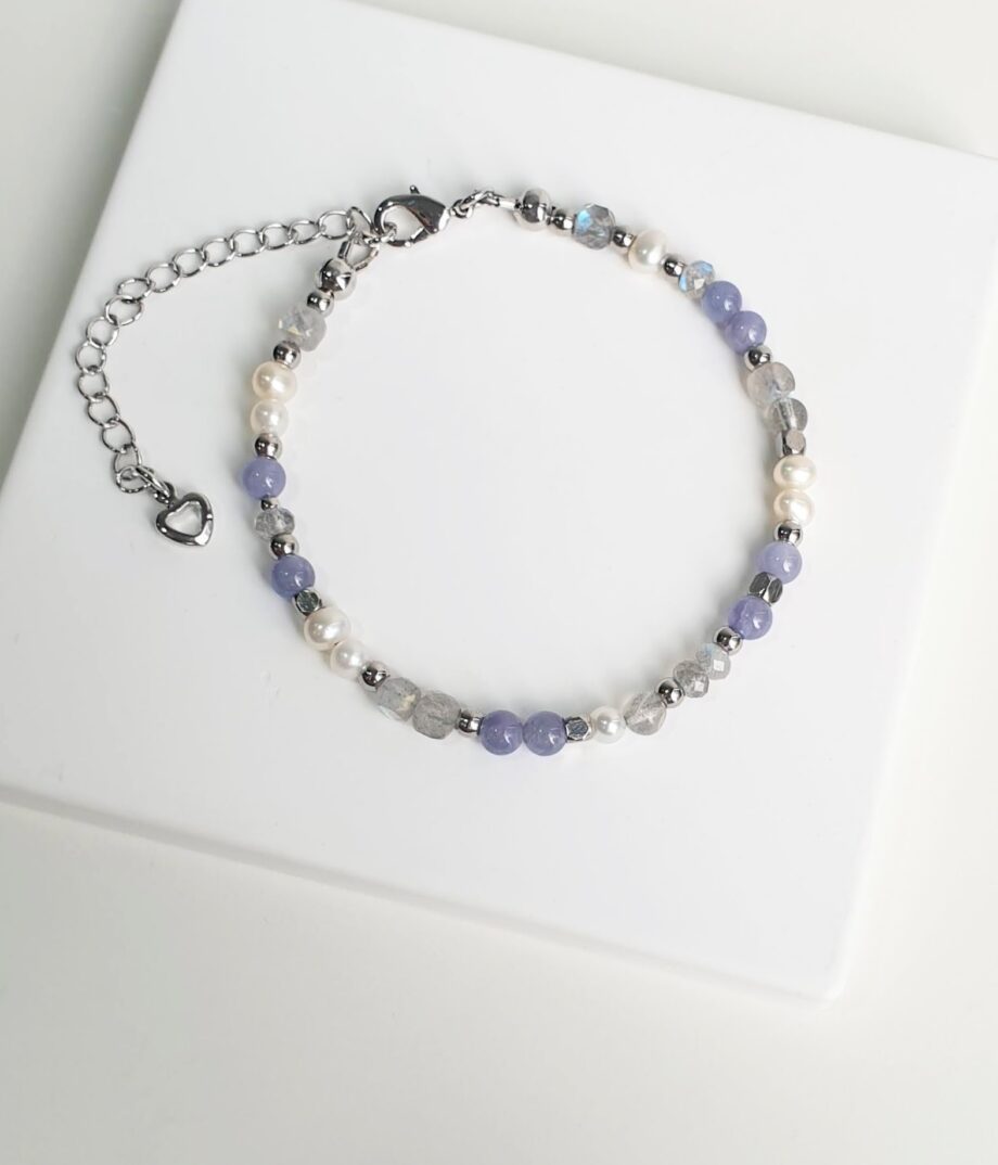 Chain Pearl + Tanzanite + Labradorite Bracelet