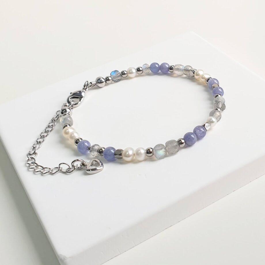 Chain Pearl + Tanzanite + Labradorite Bracelet
