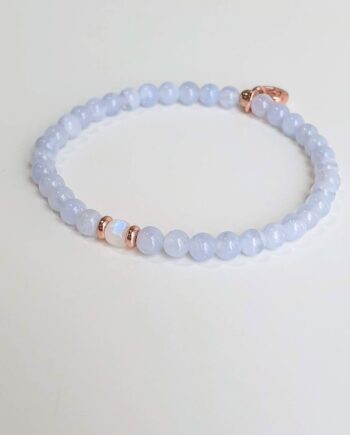 Stackable | Blue Lace Agate + Moonstone Bracelet