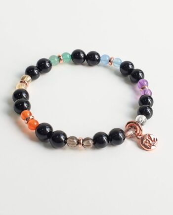 Petite 7 Chakra Black Tourmaline Bracelet