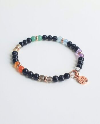 Stackable 7 Chakra Black Tourmaline Bracelet
