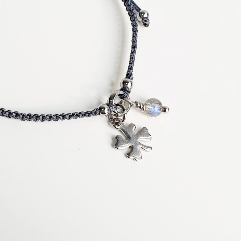 Stackable adjustable labradorite (clover) crystal bracelet