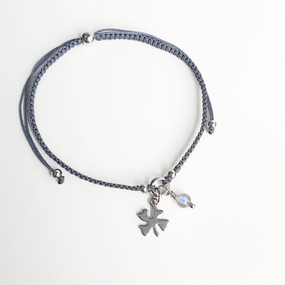 Stackable adjustable labradorite (clover) crystal bracelet