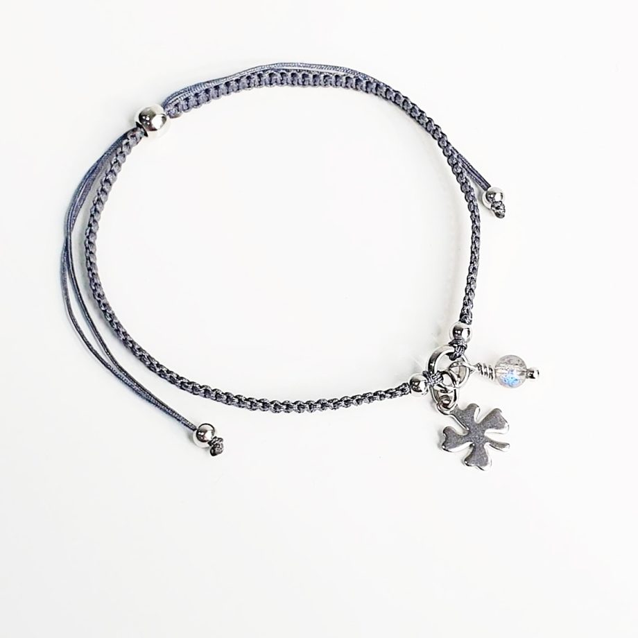 Stackable adjustable labradorite (clover) crystal bracelet
