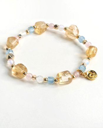Asymmetric Citrine + Aquamarine Multi Gem Bracelet