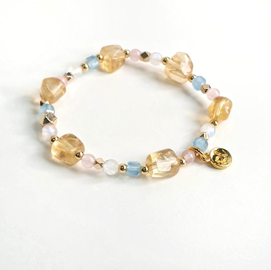Asymmetric Citrine + Aquamarine Multi Gem Bracelet