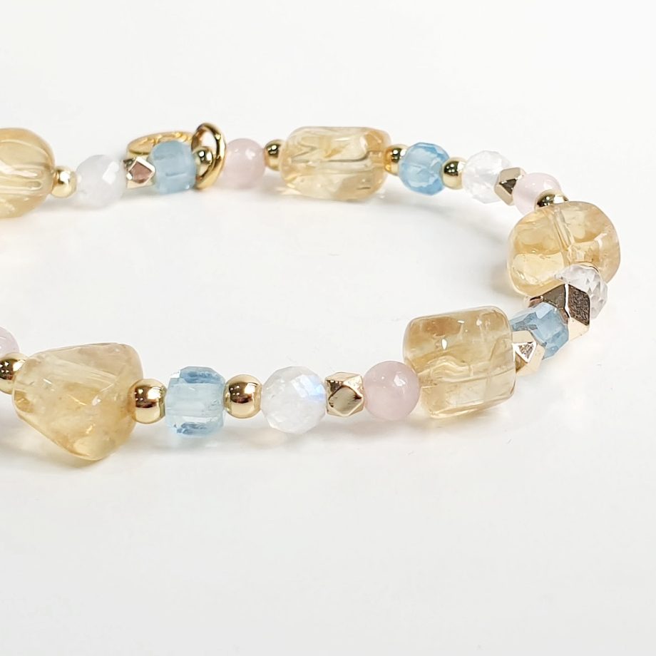 Asymmetric Citrine + Aquamarine Multi Gem Bracelet
