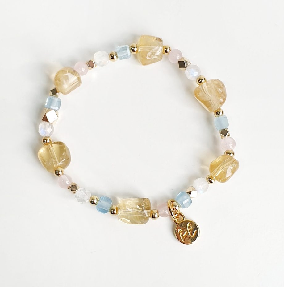 Asymmetric Citrine + Aquamarine Multi Gem Bracelet