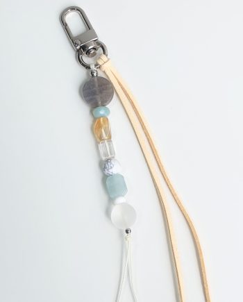 Guiding Light hanging charm with Labradorite, Amazonite, Citrine, Howlite, White Agate, and Clear Quartz — Red Lotus