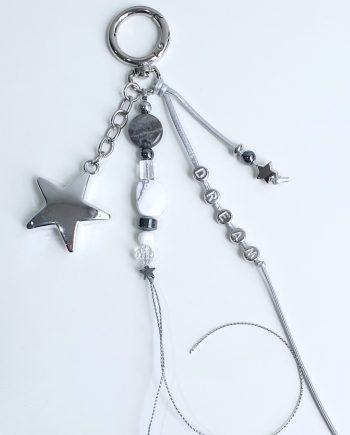 DREAM hanging charm with Labradorite, Howlite, White Agate, Hematite, and Clear Quartz by Red Lotus